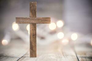 Christian Cross on a Soft Bokeh Background photo