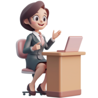 AI generated A teacher character teaching a class while sitting, cute 3d design. Suitable for education and design elements png