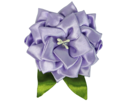 lilac fabric brooch made of satin ribbon without background png