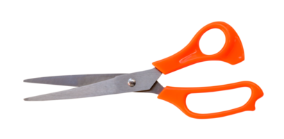 Multipurpose scissors with orange handle isolated with clipping path in png file format