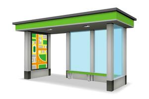 modern city bus stop vector illustration isolated on white background