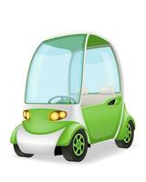 ecological city car powered by electric energy vector illustration isolated on white background