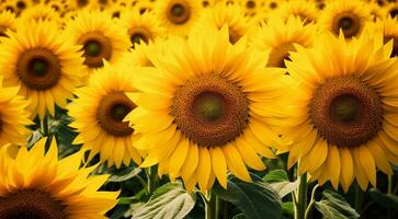 ai generado antecedentes de girasoles, girasol campo fondo, girasol campo en verano, girasol fondo de pantalla foto