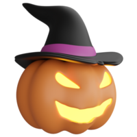 Witch pumpkin clipart flat design icon isolated on transparent background, 3D render Halloween concept png