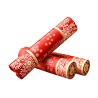 AI generated Three red cylindrical crackers png