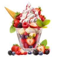 ai generado sabroso fresa helado con frutas y nueces png