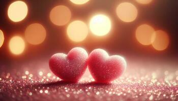 AI generated Together in Love Twin Hearts and Bokeh Glow photo