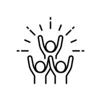 Group happy people icon. Simple outline style. Active kid, joy, fun team, enjoy, fan, freedom concept. Thin line symbol. Vector illustration isolated.