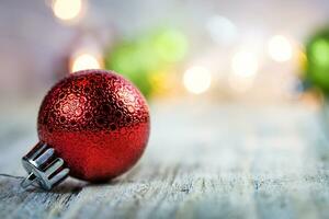 Christmas Holiday Lights and Ornaments Background photo