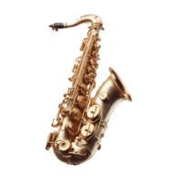 AI generated An isolated alto saxophone musical instrument cutout object on transparent background, PNG file