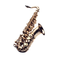 AI generated An isolated alto saxophone musical instrument cutout object on transparent background, PNG file