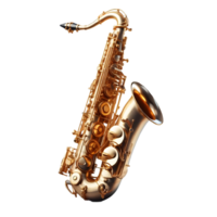 AI generated An isolated baritone saxophone musical instrument cutout object on transparent background, PNG file