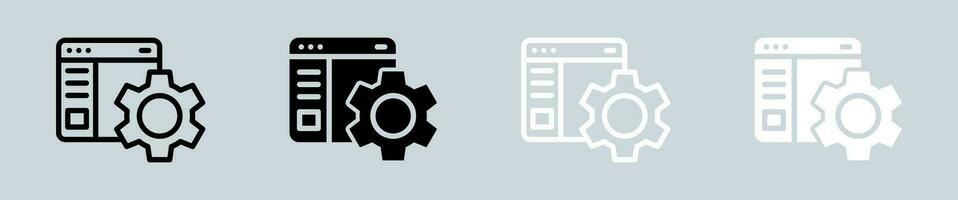 Configuration icon set in black and white. Setting signs vector illustration.