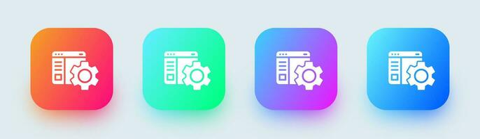 Configuration solid icon in square gradient colors. Setting signs vector illustration.