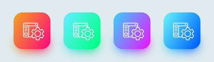 Configuration line icon in square gradient colors. Setting signs vector illustration.