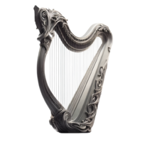 AI generated An isolated harp musical instrument cutout object on transparent background, PNG file