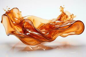 AI generated A splash of liquid bronze on a white background. Abstraction. Generated by artificial intelligence photo