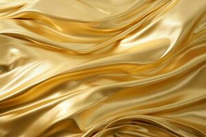 AI generated Golden wavy texture. Gold background. Generated by artificial intelligence photo