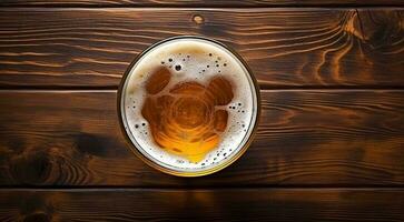 AI generated glass of beer on abstract background, beer wallpaper, glass of beer in the dark, beer with foam, alcoholic drink on dark background photo