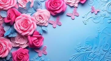 ai generado resumen vistoso azul y rosado fondo, azul y rosado antecedentes para género fiesta, género fiesta diseño fondo, rosado y azul fondo de pantalla foto