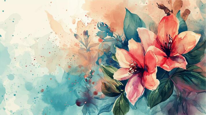 Watercolor floral background. Hand painted watercolor flowers. Hand drawn vector art.