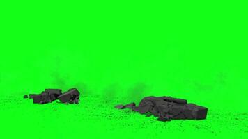 destruction effect over the ground with green screen background - Free video