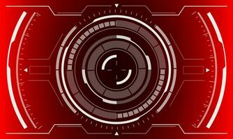 HUD sci-fi circle interface screen view white geometric on red design virtual reality futuristic technology creative display vector