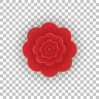 Vector red Chinese flower transparent, red paper cut flower for Happy Chinese new year background vector, illustration, used for Chinese pattern, banner, website.