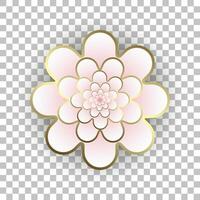A Vector pink flower on transparent background, red paper cut flower for Happy Chinese new year background vector, illustration