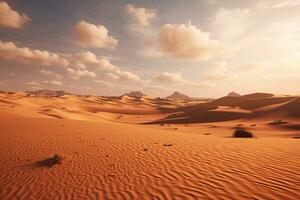 ai generado un estéril Desierto con imponente arena dunas, ai generado foto