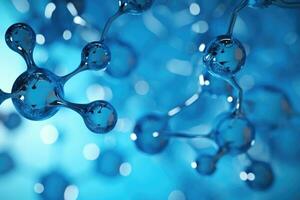 AI generated Molecular structure, 3d render, blue toned image, AI Generated photo