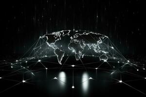 AI generated Global network connection on dark background. 3D rendering. Network concept, AI Generated photo