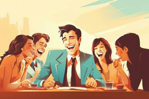 AI generated Business people having a meeting at office. Successful business team. Vector illustration, Business meeting, laughing and people with manager, AI Generated photo