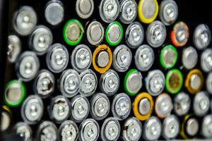 Salt and alkaline batteries, source of energy for portable technology. AAA and AA batteries photo