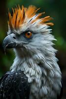 AI generated Bald Eagle or Hawk Closeup Realistic Photo of Harpy Harpia harpyja Generative AI