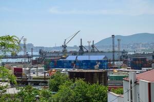 industrial puerto marítimo de el ciudad de novorossiysk, industrial zona. foto