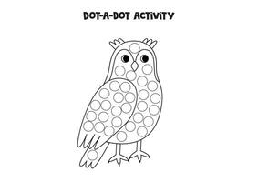 Dot a dot game for preschool kids. Cute cartoon owl. vector