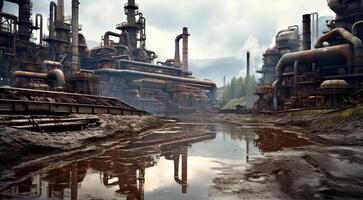 AI generated pile of rusty metalls, metall factory photo