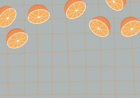 Grid lines pattern with orange slices background. vector