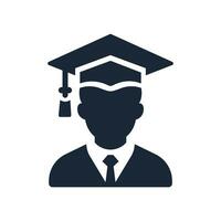 Graduate student avatar. Graduation cap and gown. Vector illustration