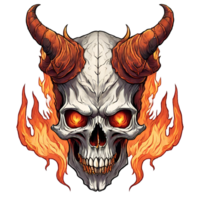 AI generated devil horned skull head png