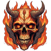 AI generated devil horned skull head png