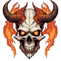 AI generated devil horned skull head png