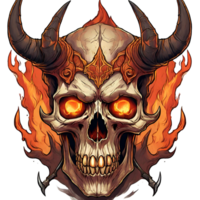 AI generated devil horned skull head png