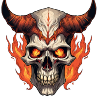 AI generated devil horned skull head png