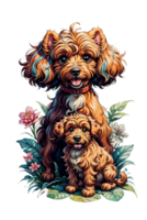 AI generated Happy Puddle Dogs in Watercolor Art png