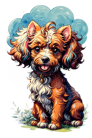 AI generated Adorable Puddle Dog Watercolor Design png