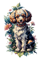 AI generated Happy Puddle Dog Design png