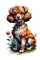 AI generated Adorable Puddle Dog Watercolor Image png