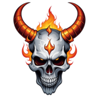 AI generated devil horned skull head png